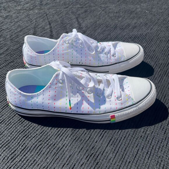 Converse Chuck Taylor All-Star Ox Pride White Rainbow Men's Sz 12 - Picture 3 of 9